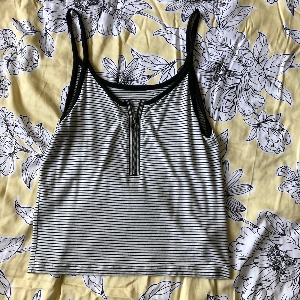 American Eagle Striped Zip Up Tank